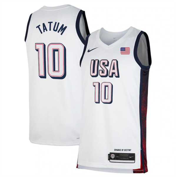 Mens USA Basketball #10 Jayson Tatum White 2024 Swingman Stitched Jersey->team usa basketball->NBA Jersey